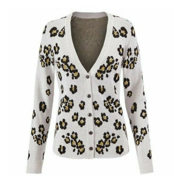Cabi 5277 Kiki Leopard Animal Cardigan Sweater Small New in Bag - Picture 2 of 11